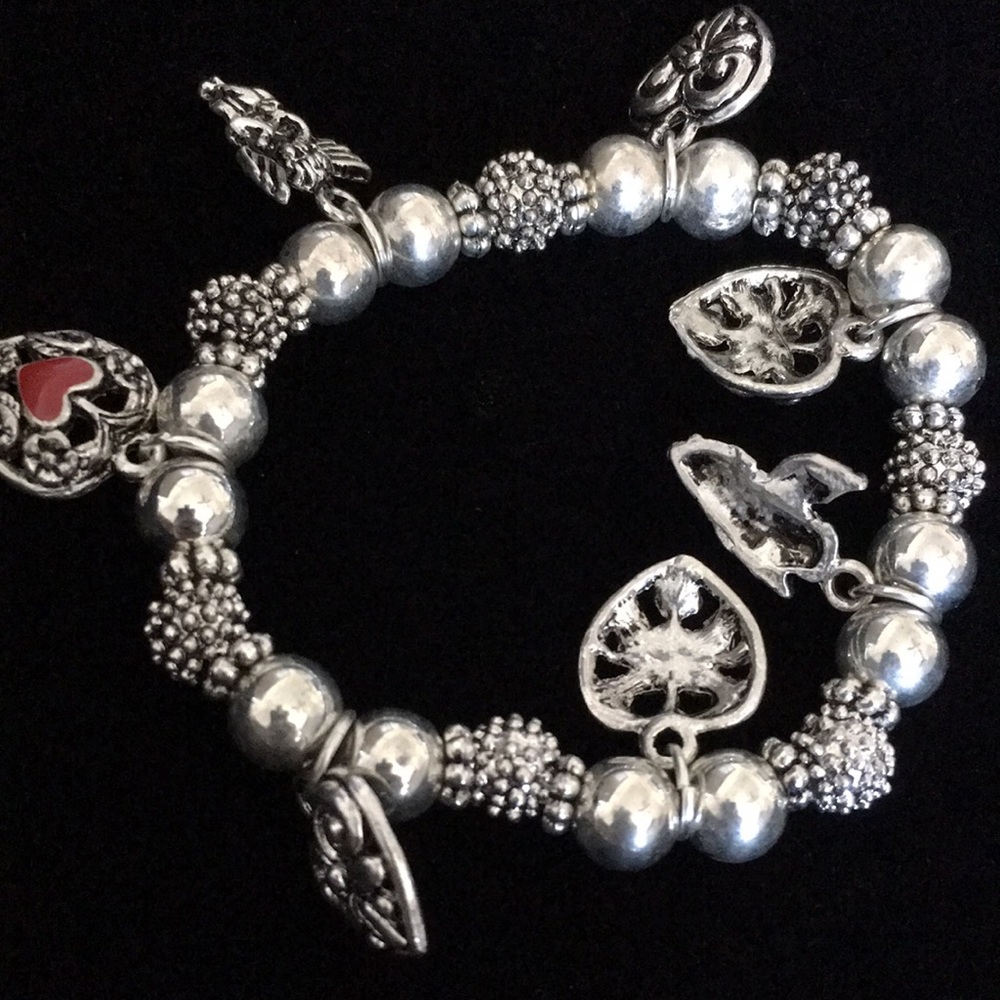 Hearts and Angels Silver Tone and Red Charm Bracelet - Picture 6 of 12